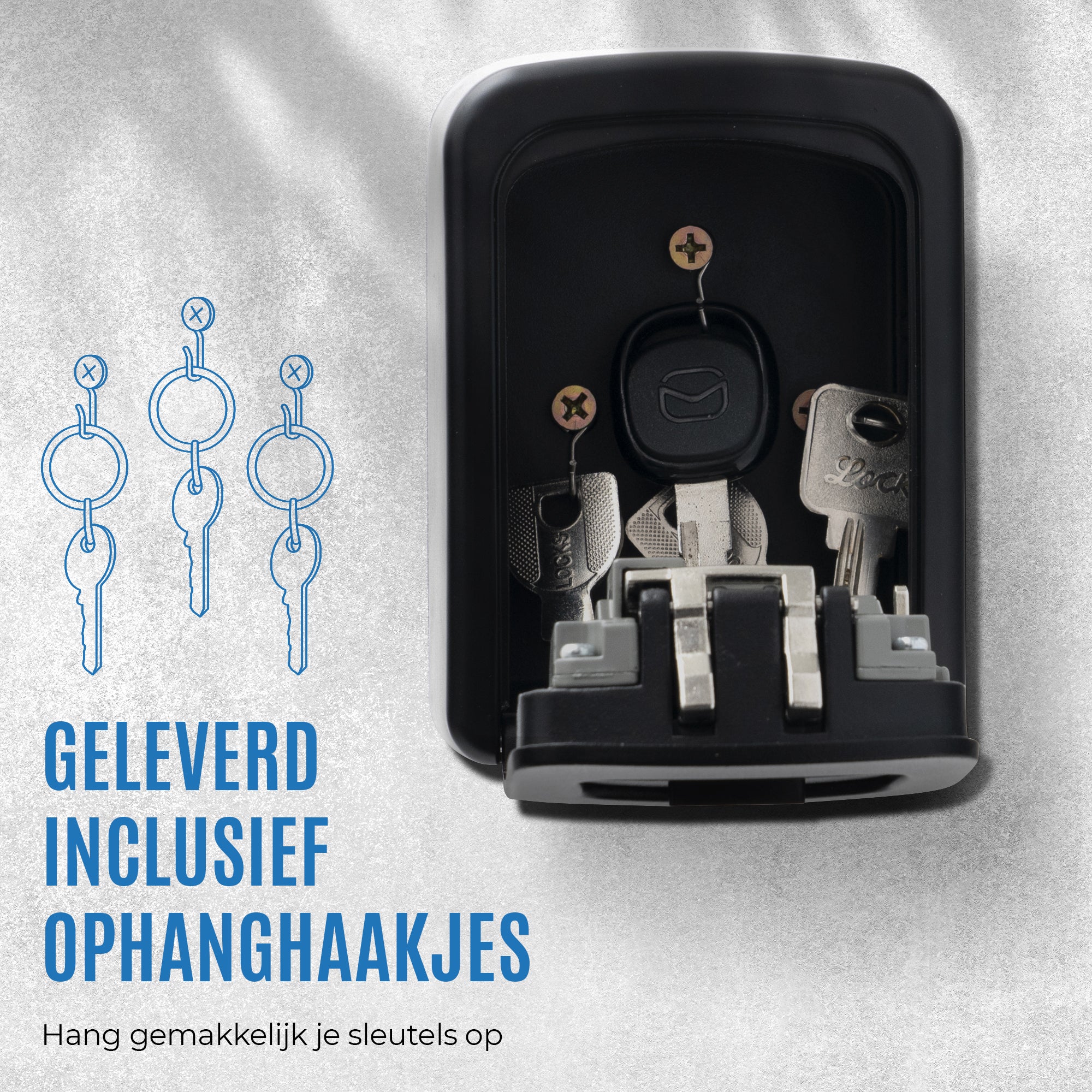 KeyGuard Sleutelkluisje Pro met ophanghaakjes voor sleutels.