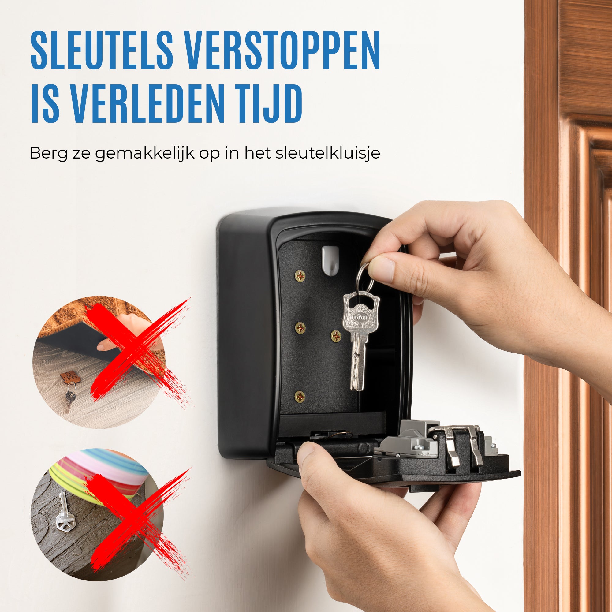 KeyGuard Sleutelkluis XL met ruime opbergcapaciteit en 4-cijferig combinatieslot.
